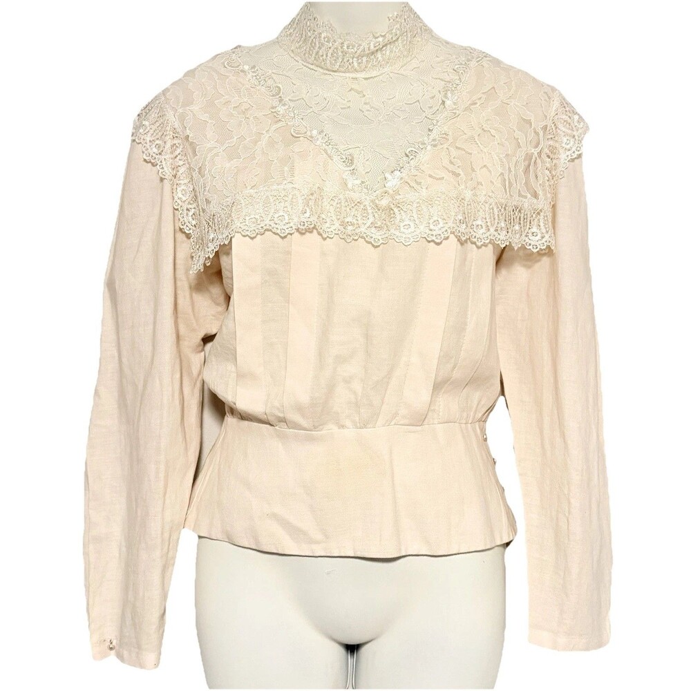 Vintage Jonathan Martin Naturally Blouse Sz M? Cottagecore Edwardian 80s 90s